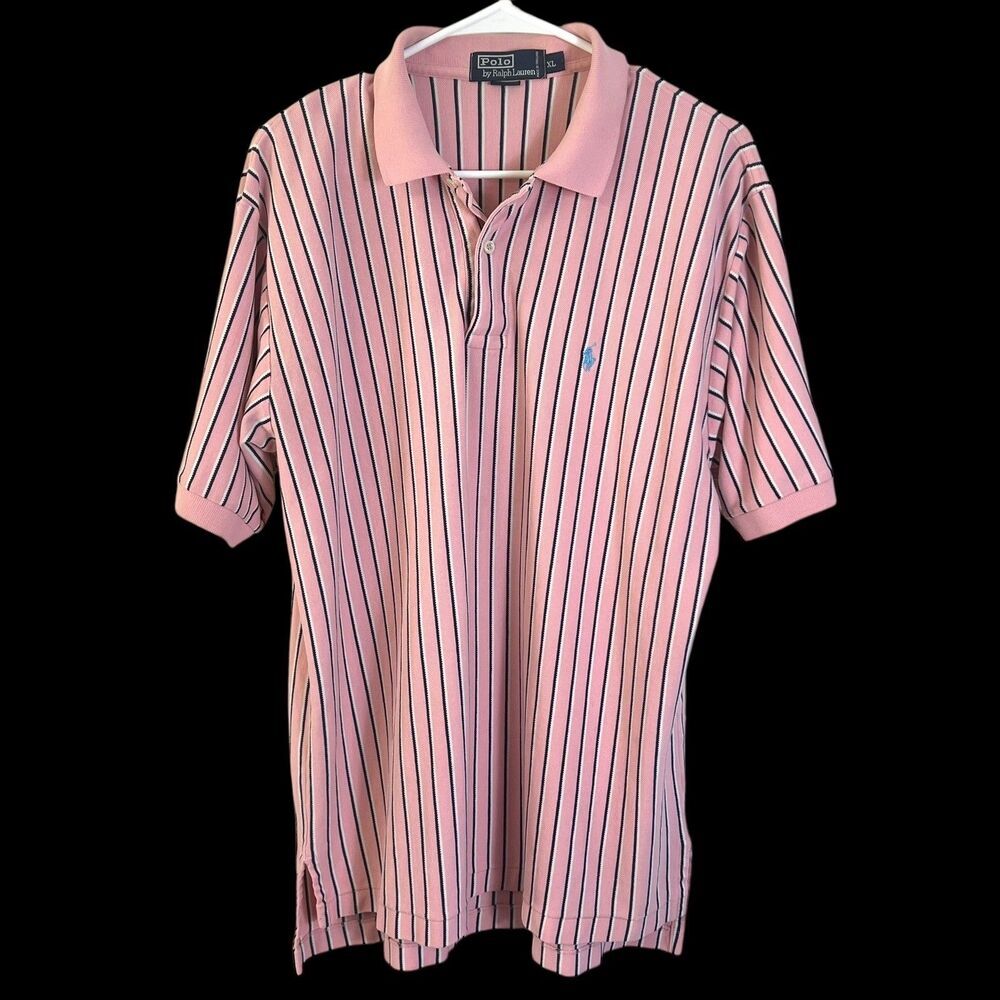 Polo by Ralph Lauren Striped Polo Shirt‎ Mens XL Pink Blue Pony Logo